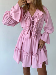 Ruffle Flounce Sleeve Mini Dress