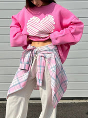 Heart Round Neck Oversized Sweater