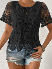 Lace Short Sleeve Blouse