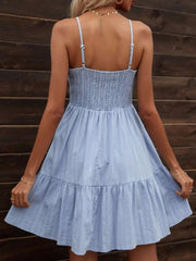 Smocked V-Neck Tiered Dress