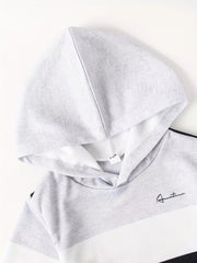 Children's Color Block Casual Hoodie & Pants Set