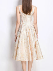 Floral A-Line Sleeveless Midi Dress