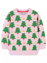 Children's Christmas Tree Print Crewneck Sweatshirt