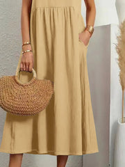 Full Size V-Neck Sleeveless Dress with Pockets Plus Size