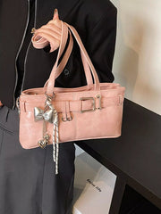 Buckle Decor Shoulder Bag