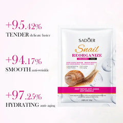 5pcs SADOER Snail Collagen Face Mask Firming Moisturizing Brightening Hydrating Facial Masks Beauty Face Skin Care Products