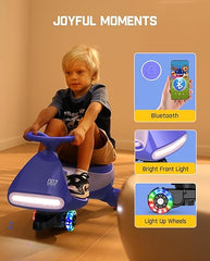Classic Electric Wiggle Car with Pedal, Rechargeable Battery, and Flashing Wheels