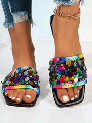 Rainbow Sequin Slide Sandals