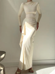 Ruched Long Sleeve Maxi Dress