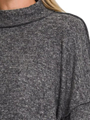 Zenana Brushed Melange Hacci Cropped Sweater