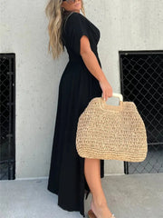 Full Size Deep V-Neck Maxi Dress with Side Slit Plus Size