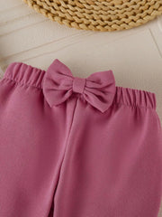 Children's Floral Applique Ribbed Top & Flare Leg Pants Set