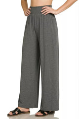 Zenana Smocked Waist Wide Leg Palazzo Pants