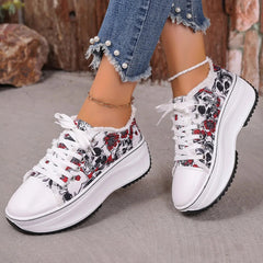 Printed Lace Up Platform Sneakers