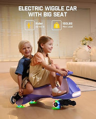 Classic Electric Wiggle Car with Pedal, Rechargeable Battery, and Flashing Wheels