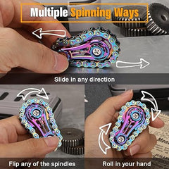Chain & Toothed Flywheel Fidget Spinner – Stress Relief Toy (+Free Gift Included)