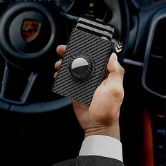 Carbon Fiber Leather Card Holder with Smart Airtag Slot (+Free Gift Included)Â
