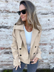 Full Size Long Sleeve Button Up Trench Coat Plus Size