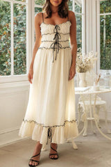 Frill Tied Front Midi Cami Dress