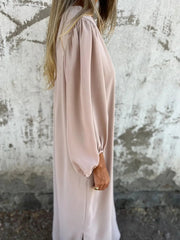 Full Size Slit V-Neck Balloon Sleeve Midi Dress Plus Size