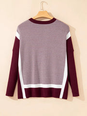 Stripe Color Block Patchwork Dolman Oversize Tunic Sweater