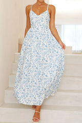 Bow Back Printed V-Neck Cami Dress