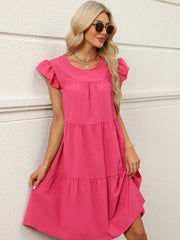 Tiered Ruffle Sleeve Mini Dress