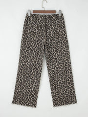 Leopard Straight Loose Leg Jeans