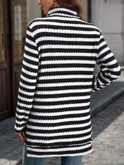 Striped Turtleneck Long Sleeve Knit Top