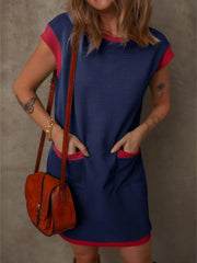 Round Neck Cap Sleeve Mini Dress