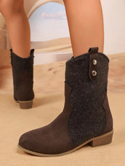 Mid-Calf Western Boots with Block Heels