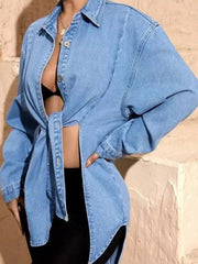 Slit Button Up Denim Shirt