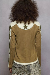 POL Round Neck Long Sleever T-Shirt with Star Patch