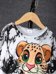 Children's Cheetah Tie-Dye Top and Pants Set