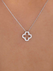 Inlaid Zircon Clover Pendant Necklace