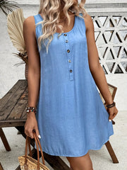 Full Size Round Neck Wide Strap Dress Plus Size