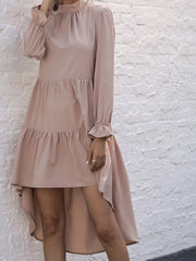 High-Low Flounce Sleeve Dress