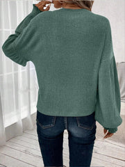 Ribbed Knit Long Sleeve T-Shirt