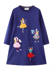 Children's Fairy Applique Long Sleeve Casual Dress