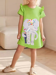 Children's Elephant Ruffle Sleeve Dress
