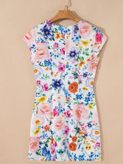 Floral Print Cap Sleeve Mini Dress