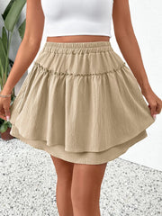 elastic waist layered skirt