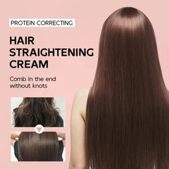 Protein Correcting Hair Cream. Straightening Smoothing Formula. Comb Without Knots. Repairs Conditions Strands.