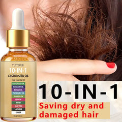 YUITIKUE 10-IN-1 Castor Seed Hair Oil | Natural Blend Of Batana, Rosemary & Biotin | For Deep Nourishment & Healthy Hair & Scalp