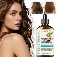 YUITIKUE Rosemary + Castor Strengthening Hair Oil - Daily Use Hair Care Oil with Jojoba & Batana Oil for Hair Growth