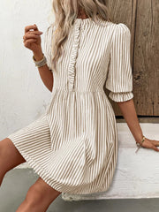 Striped Half Sleeve Dress - Stylish & Comfortable