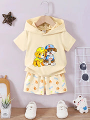 Children's Dog Short Sleeve Hoodie and Shorts Set
