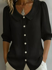 Full Size Peter Pan Collar Button-Down Shirt Plus Size