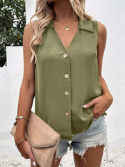Full Size Button-Down Tank Top Plus Size