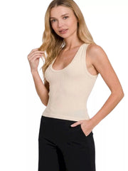 Zenana Ribbed Seamless Crop Tank